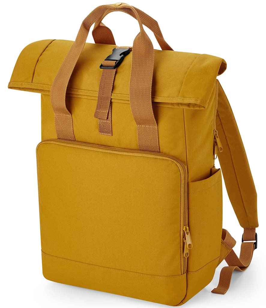 BagBase - Recycled Twin Handle Roll-Top Laptop Backpack - BG118L BLK ONE