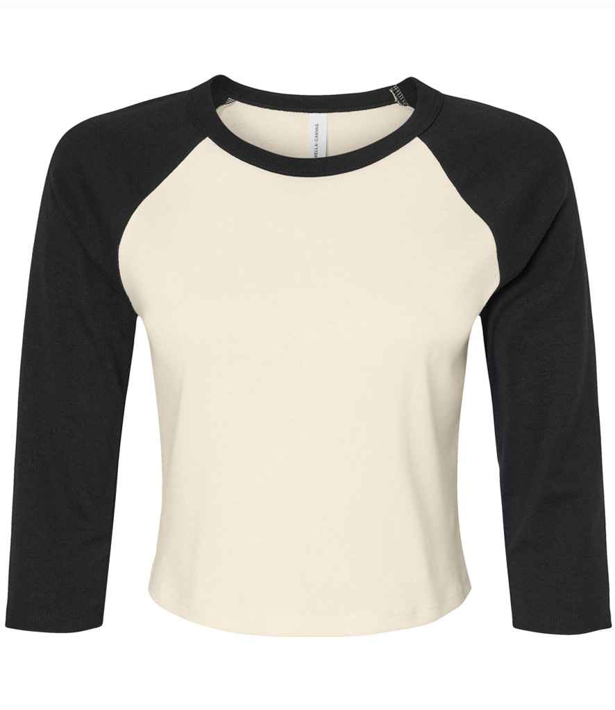Bella - Ladies Micro Rib 3/4 Raglan Baby T-Shirt - BL1200 WH/NV XS