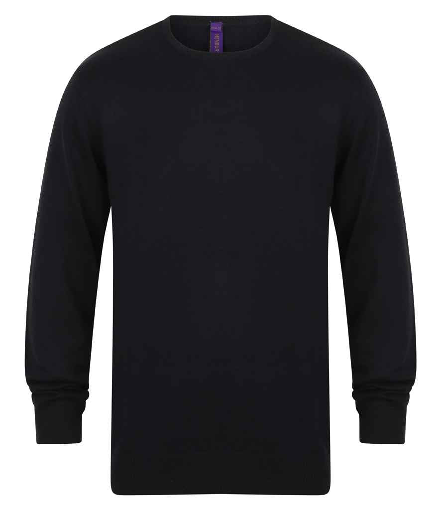 Henbury - Lightweight Cotton Acrylic Crew Neck Sweater - H725 NAV S