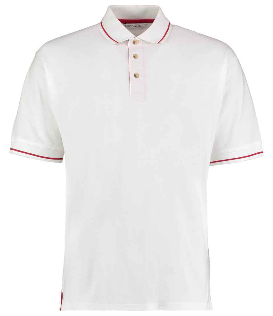 Kustom Kit - St Mellion Tipped Cotton Piqué Polo Shirt - K606 WH/RD XS