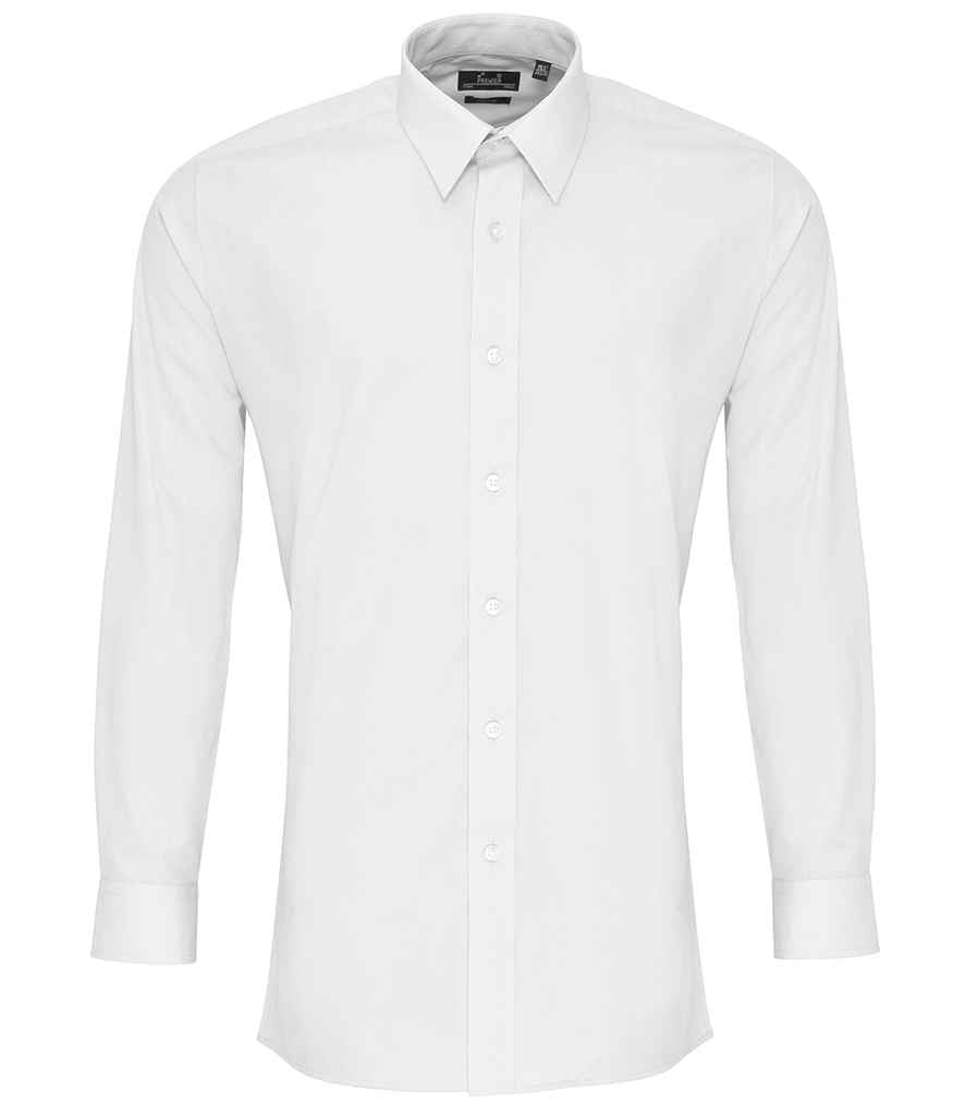 Premier - Long Sleeve Fitted Poplin Shirt - PR204 WHI 14.5