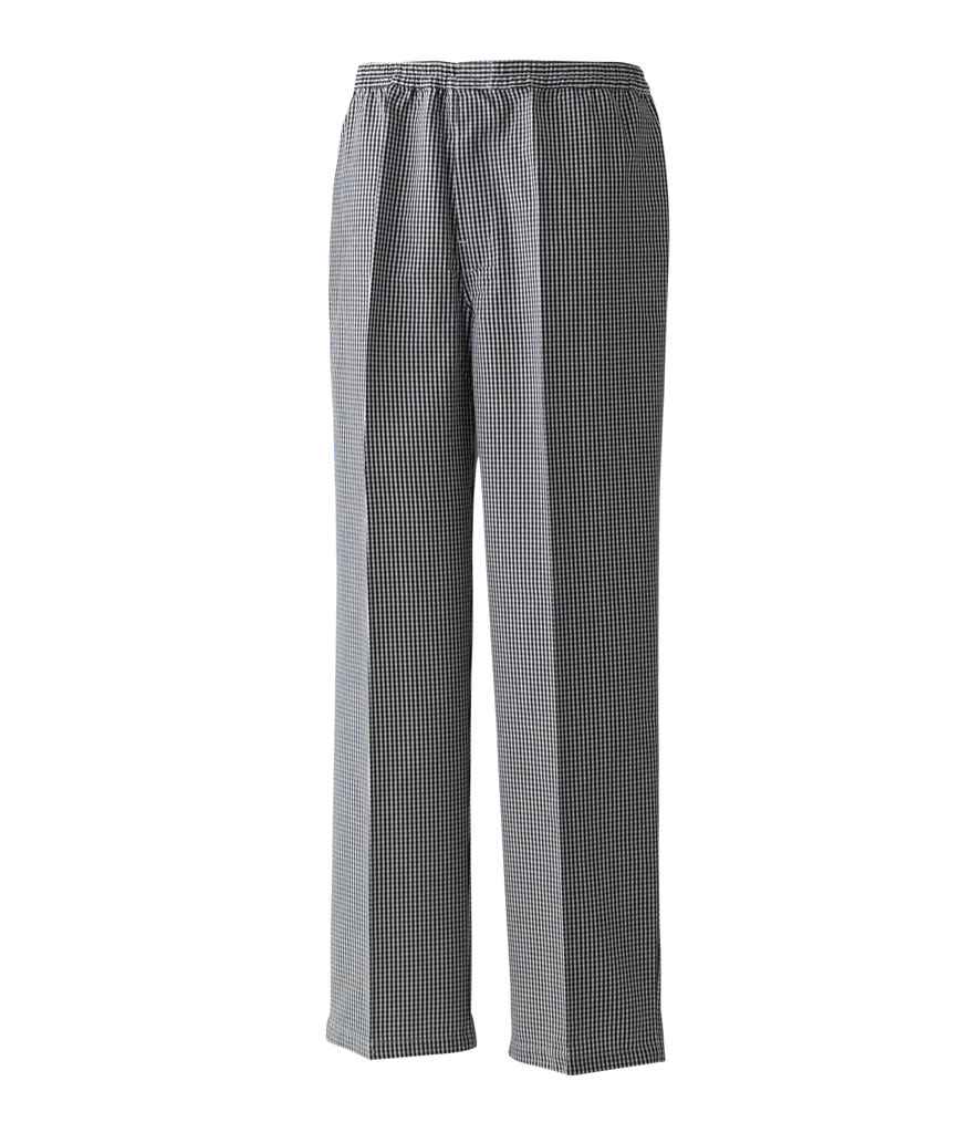 Premier - Pull On Chef's Check Trousers - PR552 BK/WH XS