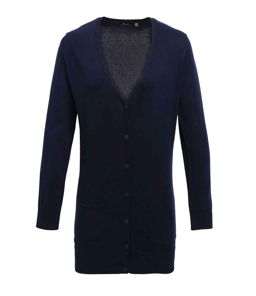 Premier - Ladies Longline V Neck Cardigan - PR698 NAV 8