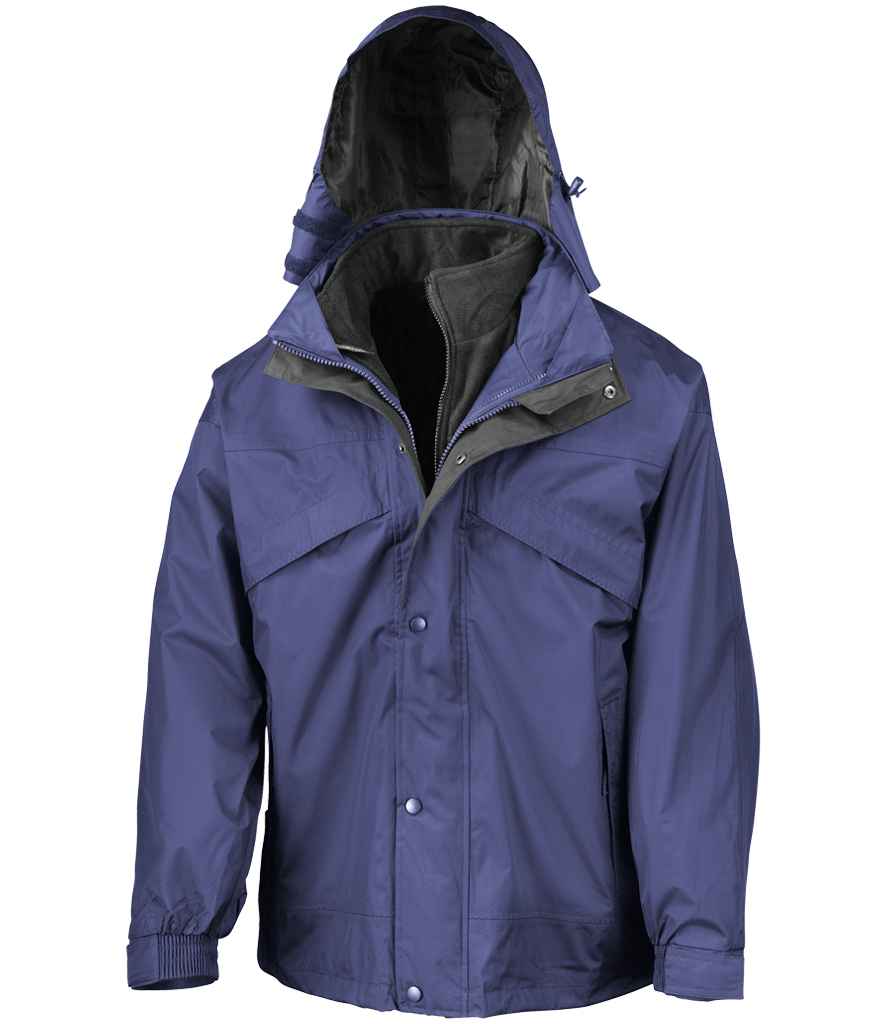 Result - 3-in-1 Waterproof Zip and Clip Fleece Lined Jacket - RS68 BK/BK XS