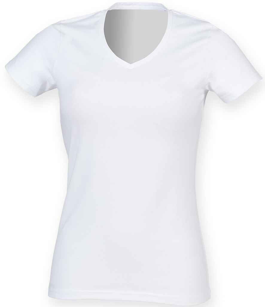SF Clothing - Ladies Feel Good Stretch V Neck T-Shirt - SK122 WHI XS