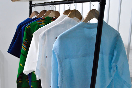 blue and white polo shirt