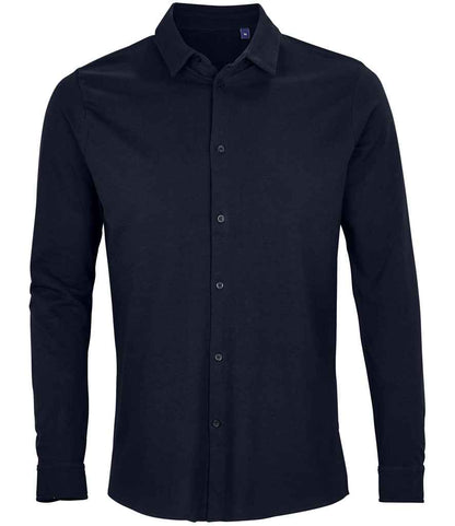 NEOBLU Basile Organic Cotton Long Sleeve Piqué Shirt - Pierre Francis