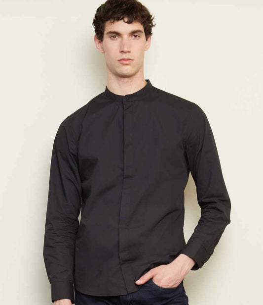 NEOBLU - Bart Mao Collar Long Sleeve Poplin Shirt