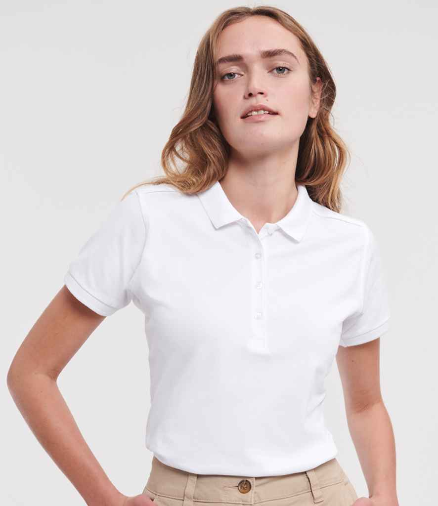 Russell Athletic - Ladies Stretch Piqué Polo Shirt - 566F WHI XS