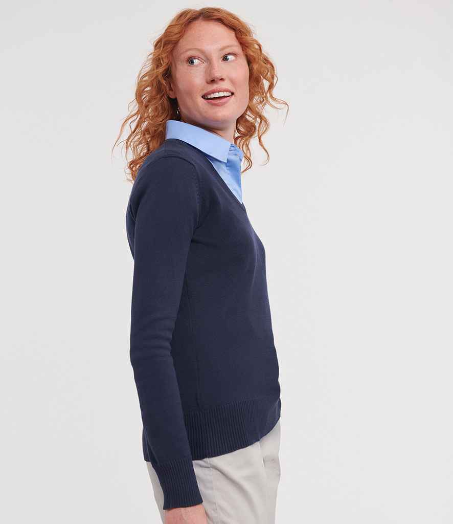 Russell Collection - Ladies Cotton Acrylic V Neck Sweater - Pierre Francis