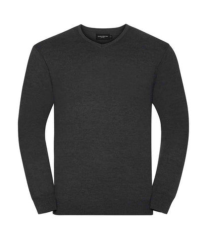 Russell Athletic Collection - Cotton Acrylic V Neck Sweater - 710M BLK XXS