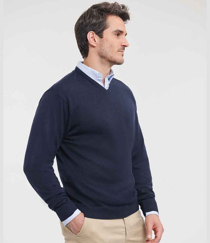 Russell Collection - Cotton Acrylic V Neck Sweater - Pierre Francis