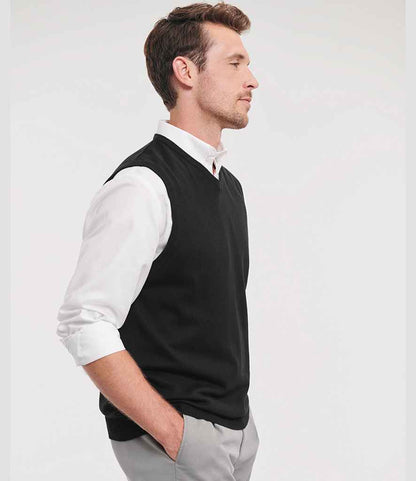 Russell Athletic Collection Sleeveless Cotton Acrylic V Neck Sweater - 716M BLK XXS