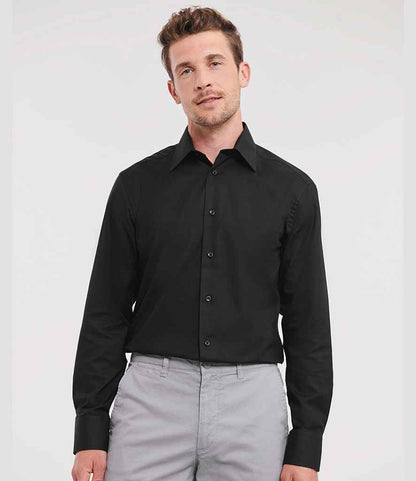 Russell Athletic Collection - Long Sleeve Tailored Oxford Shirt - 922M BLK 14.5