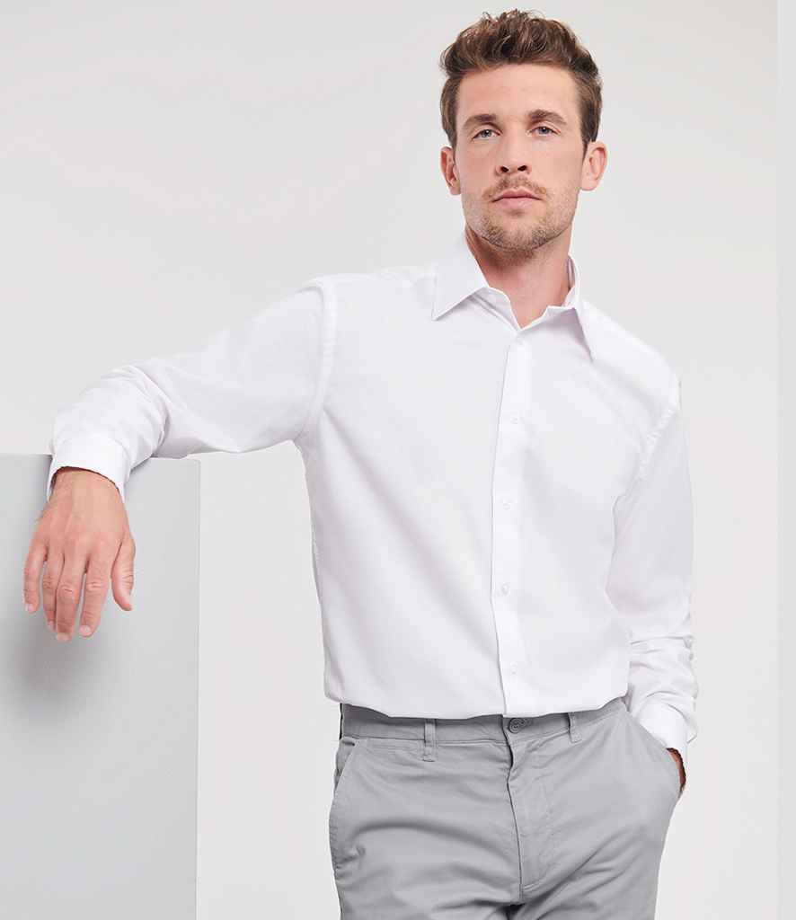 Russell Athletic Collection - Long Sleeve Tailored Oxford Shirt - 922M WHI 14.5