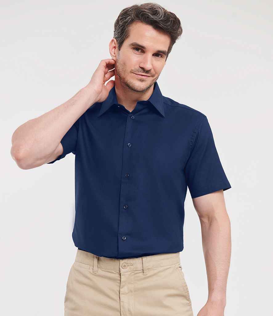Russell Collection - Short Sleeve Tailored Oxford Shirt - 923M BNV 14.5