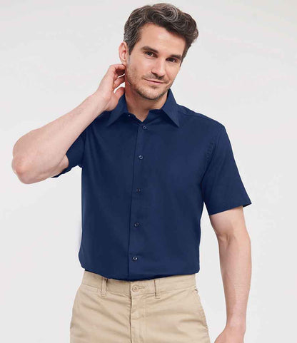 Russell Collection - Short Sleeve Tailored Oxford Shirt - 923M BNV 14.5