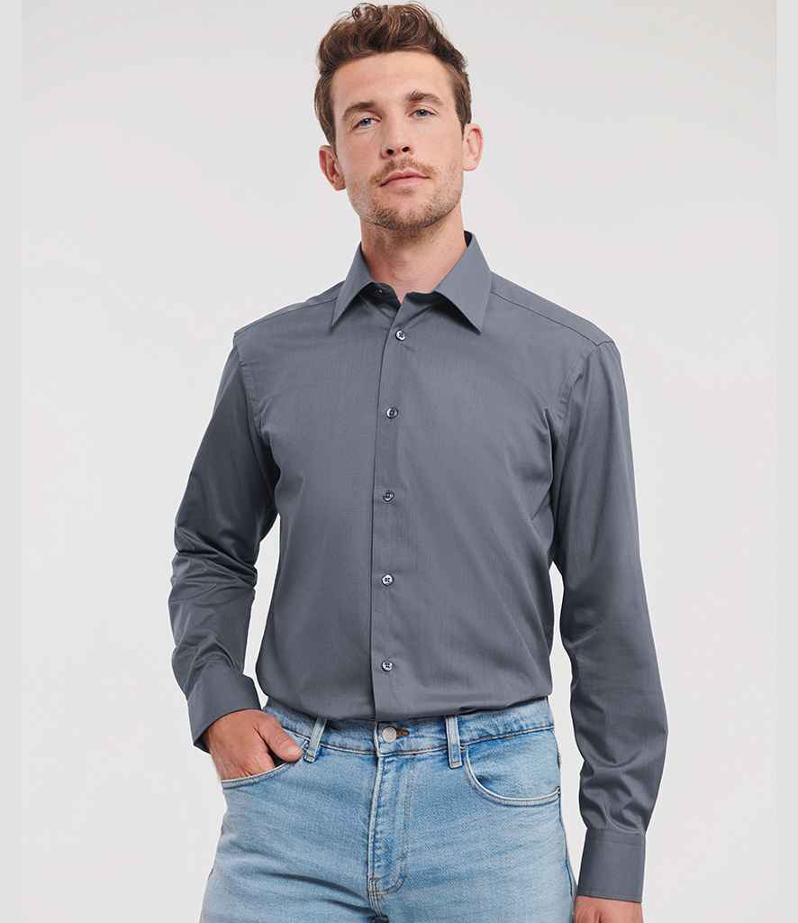 Russell Athletic Collection - Long Sleeve Tailored Poplin Shirt - 924M CVY S