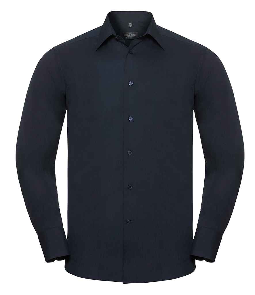 Russell Athletic Collection - Long Sleeve Tailored Poplin Shirt - 924M BLK S