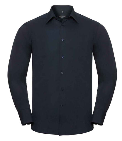 Russell Athletic Collection - Long Sleeve Tailored Poplin Shirt - 924M BLK S