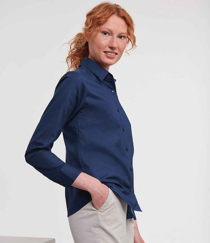 Russell Athletic Collection - Ladies Long Sleeve Easy Care Oxford Shirt - 932F BNV XS