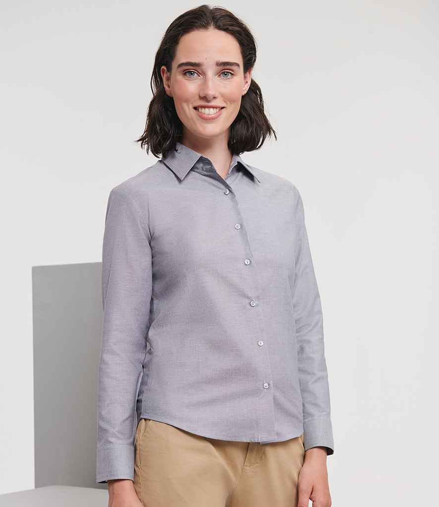 Russell Athletic Collection - Ladies Long Sleeve Easy Care Oxford Shirt - 932F SIL XS