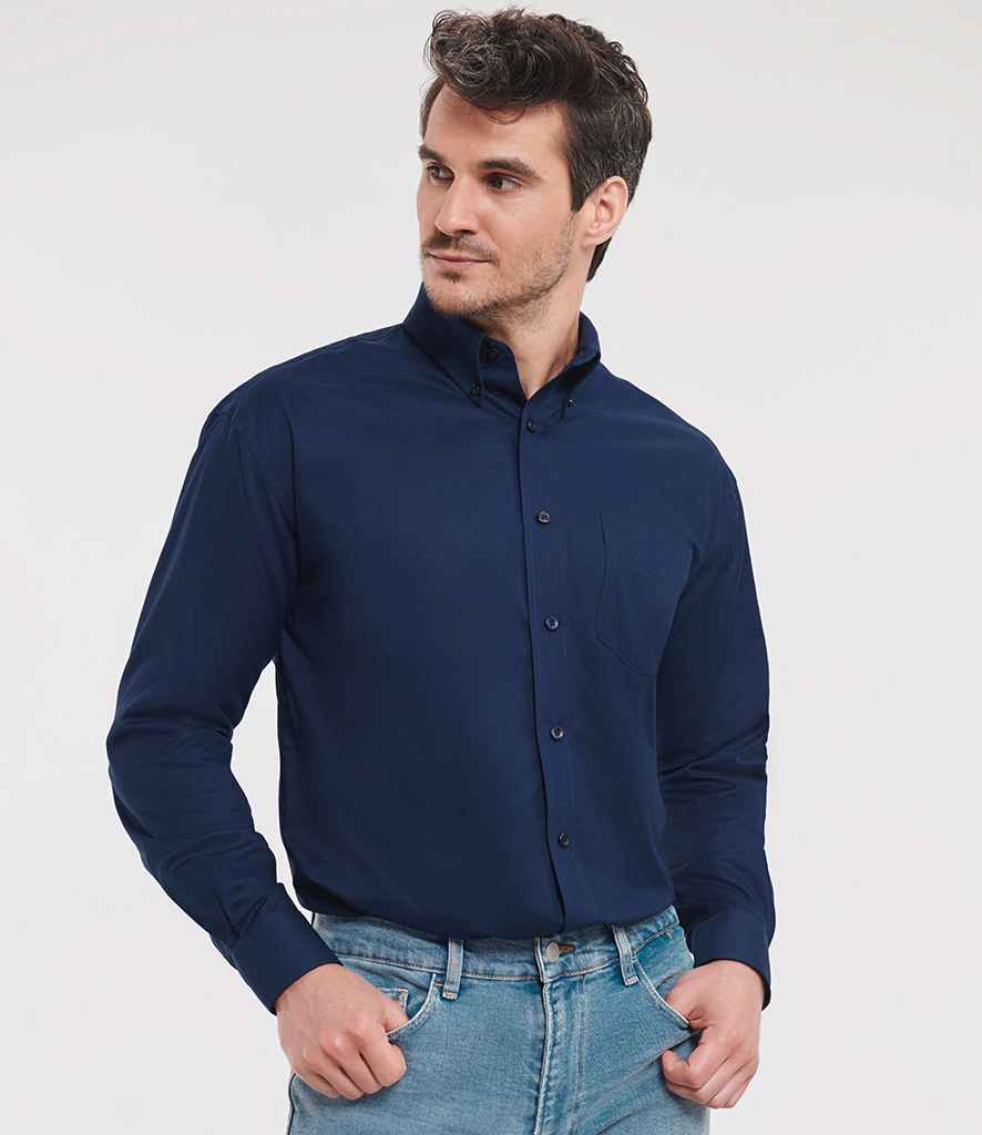 Russell Collection - Long Sleeve Easy Care Oxford Shirt - 932M BNV 14.5