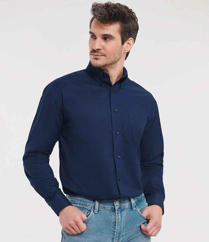 Russell Collection - Long Sleeve Easy Care Oxford Shirt - 932M BNV 14.5