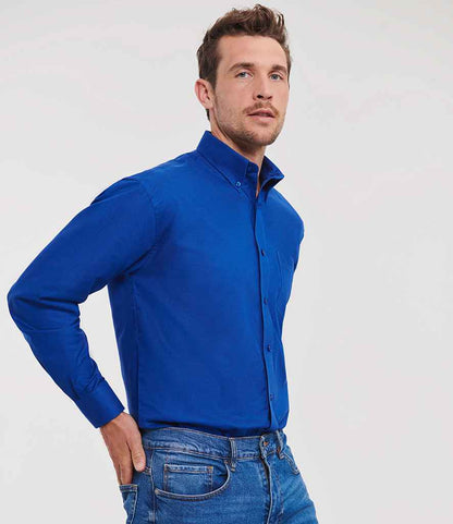 Russell Collection - Long Sleeve Easy Care Oxford Shirt - 932M BRO 14.5