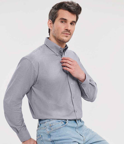 Russell Collection - Long Sleeve Easy Care Oxford Shirt - 932M SIL 14.5