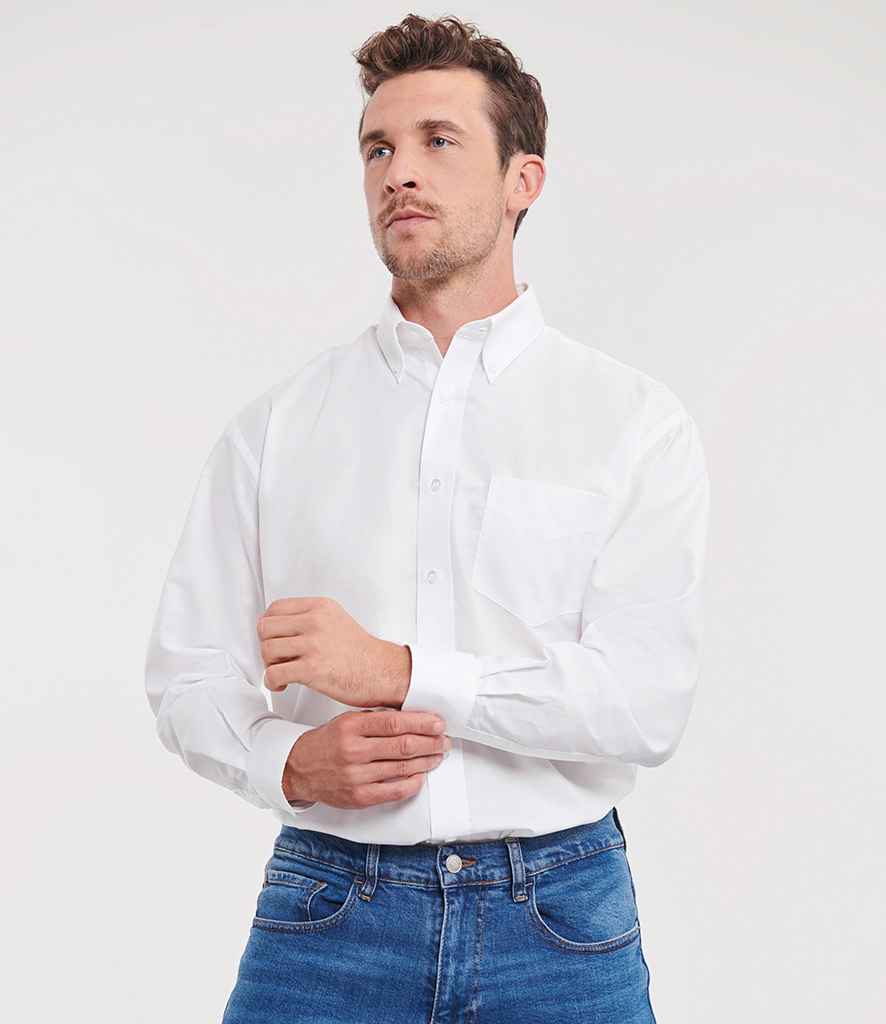 Russell Collection - Long Sleeve Easy Care Oxford Shirt - 932M WHI 14.5