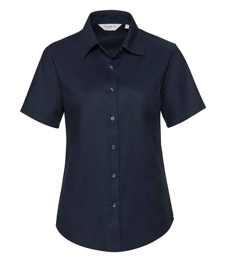 Russell Collection - Ladies Short Sleeve Easy Care Oxford Shirt - 933F BLK XS