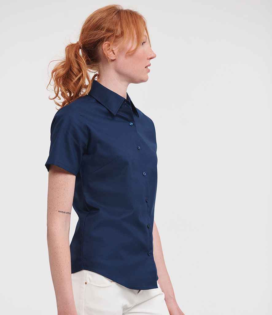 Russell Collection - Ladies Short Sleeve Easy Care Oxford Shirt - 933F BNV XS