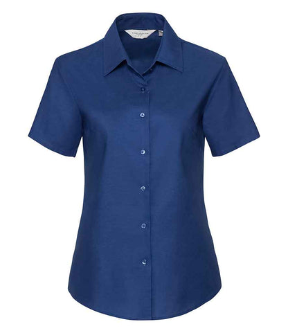 Russell Collection - Ladies Short Sleeve Easy Care Oxford Shirt - 933F BLK XS