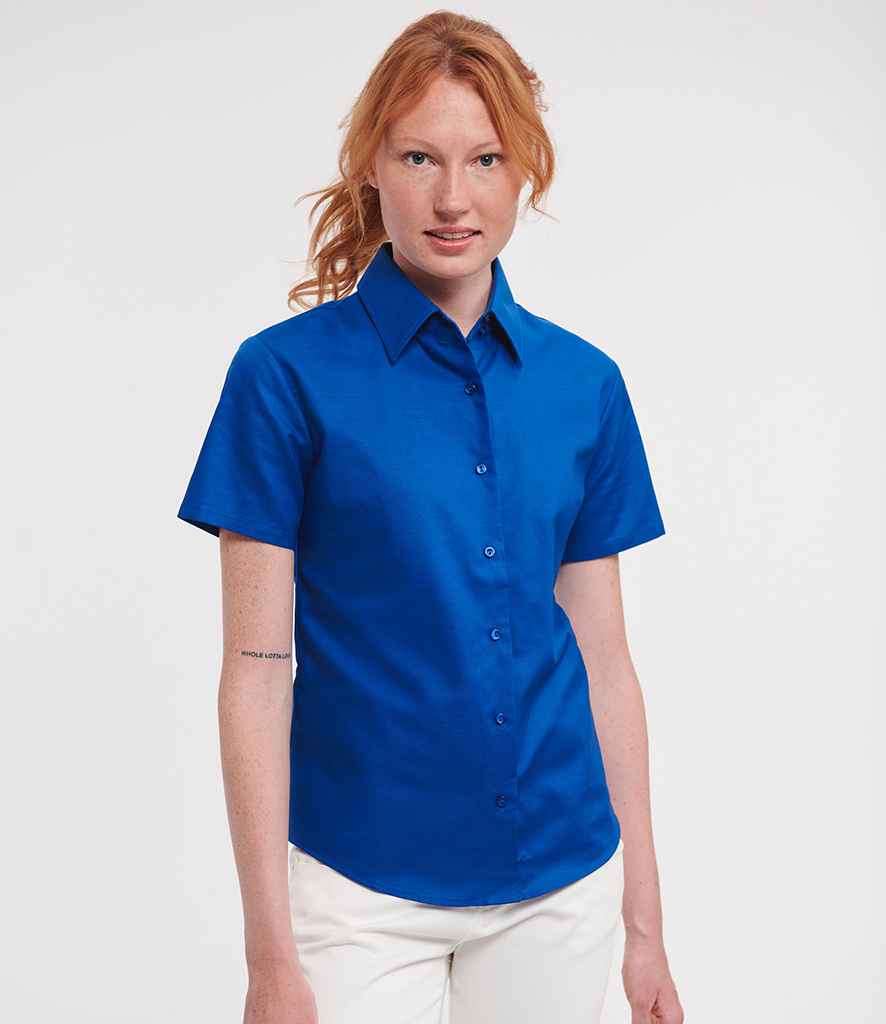 Russell Collection - Ladies Short Sleeve Easy Care Oxford Shirt - 933F BRO XS