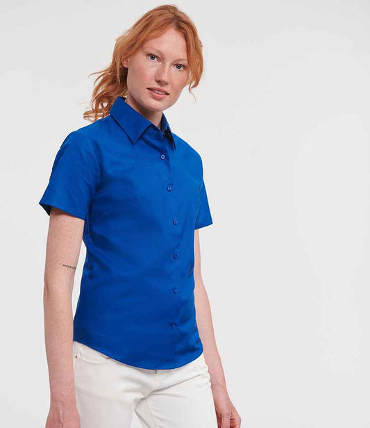 Russell Collection - Ladies Short Sleeve Easy Care Oxford Shirt - Pierre Francis