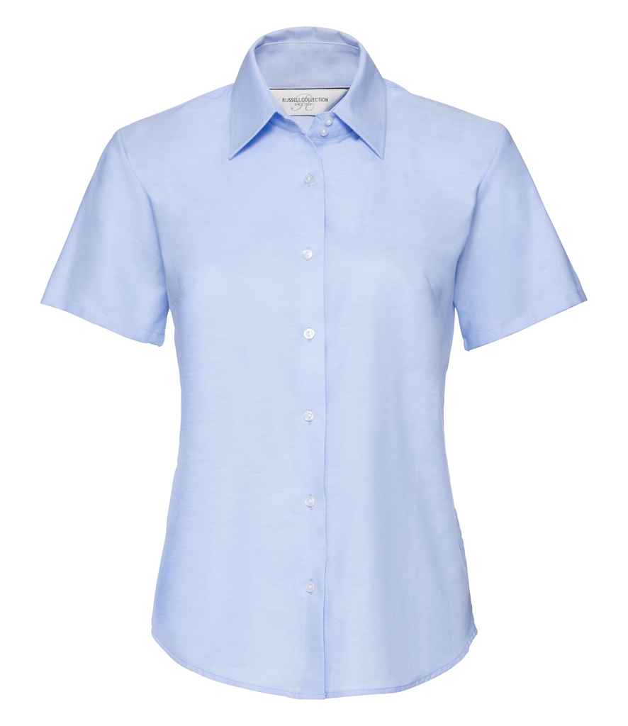 Russell Collection - Ladies Short Sleeve Easy Care Oxford Shirt - 933F BLK XS