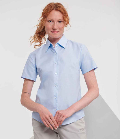 Russell Collection - Ladies Short Sleeve Easy Care Oxford Shirt - 933F OXB XS