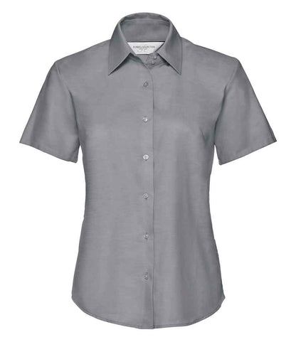 Russell Collection - Ladies Short Sleeve Easy Care Oxford Shirt - 933F BLK XS