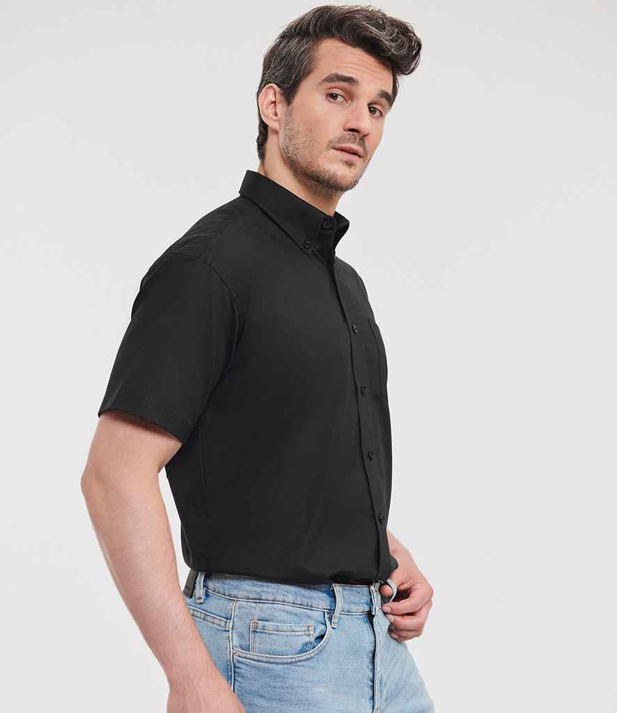 Russell Collection - Chemise Oxford à manches courtes et facile d'entretien