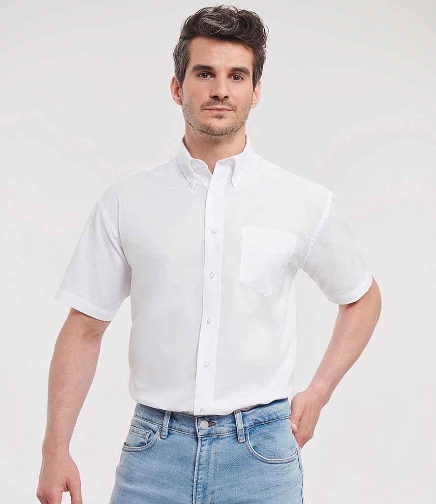 Russell Athletic Collection - Short Sleeve Easy Care Oxford Shirt - 933M WHI 14.5