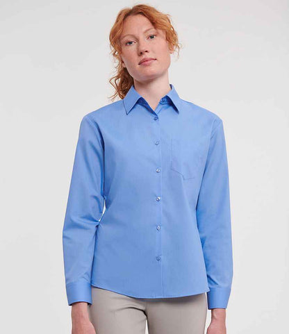 Russell Collection - Ladies Long Sleeve Easy Care Poplin Shirt - 934F CBL XS