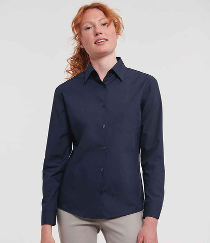 Russell Collection - Ladies Long Sleeve Easy Care Poplin Shirt - 934F FNA XS