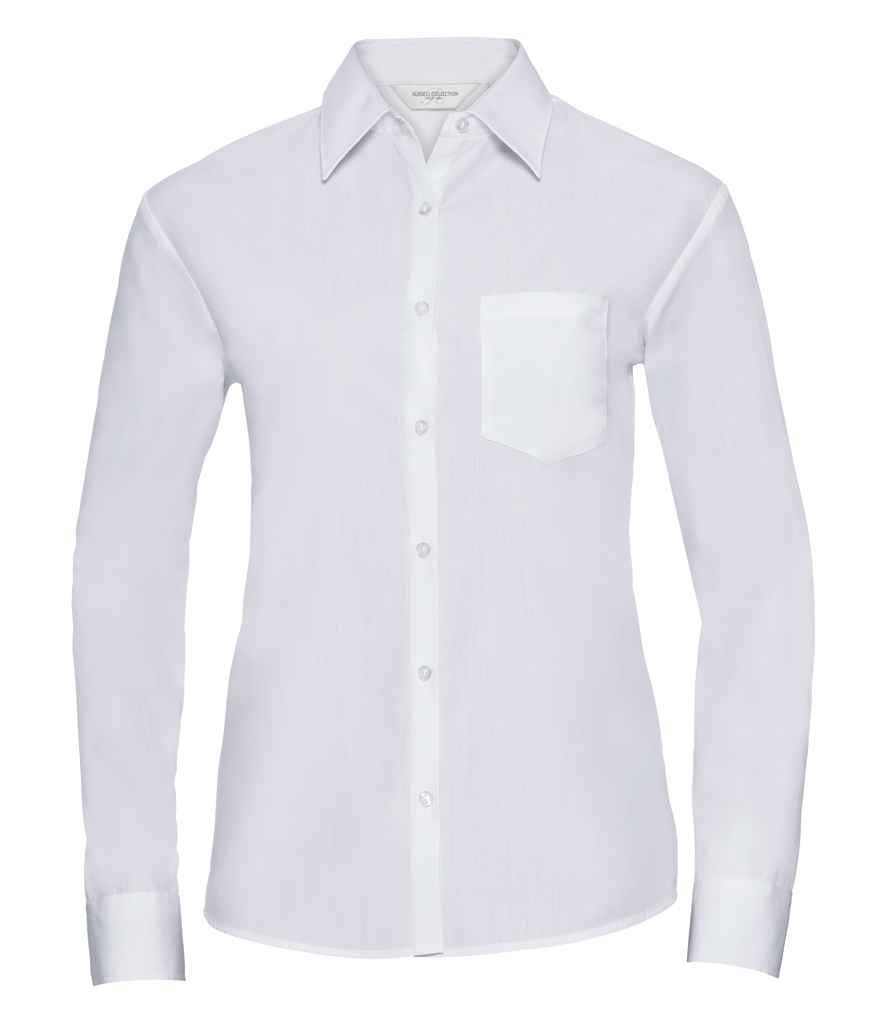 Russell Collection - Ladies Long Sleeve Easy Care Poplin Shirt - 934F BLK XS