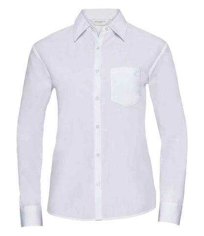 Russell Collection - Ladies Long Sleeve Easy Care Poplin Shirt - 934F BLK XS
