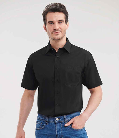 Russell Collection - Short Sleeve Easy Care Poplin Shirt - 935M BLK S