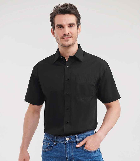 Russell Collection - Short Sleeve Easy Care Poplin Shirt - 935M BLK S