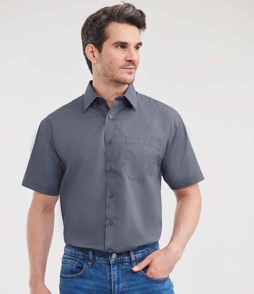 Russell Collection - Short Sleeve Easy Care Poplin Shirt - 935M CVY S