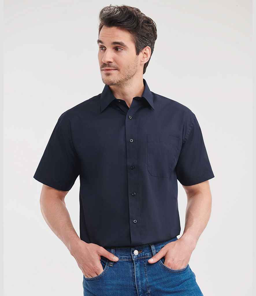 Russell Collection - Short Sleeve Easy Care Poplin Shirt - 935M FNA S