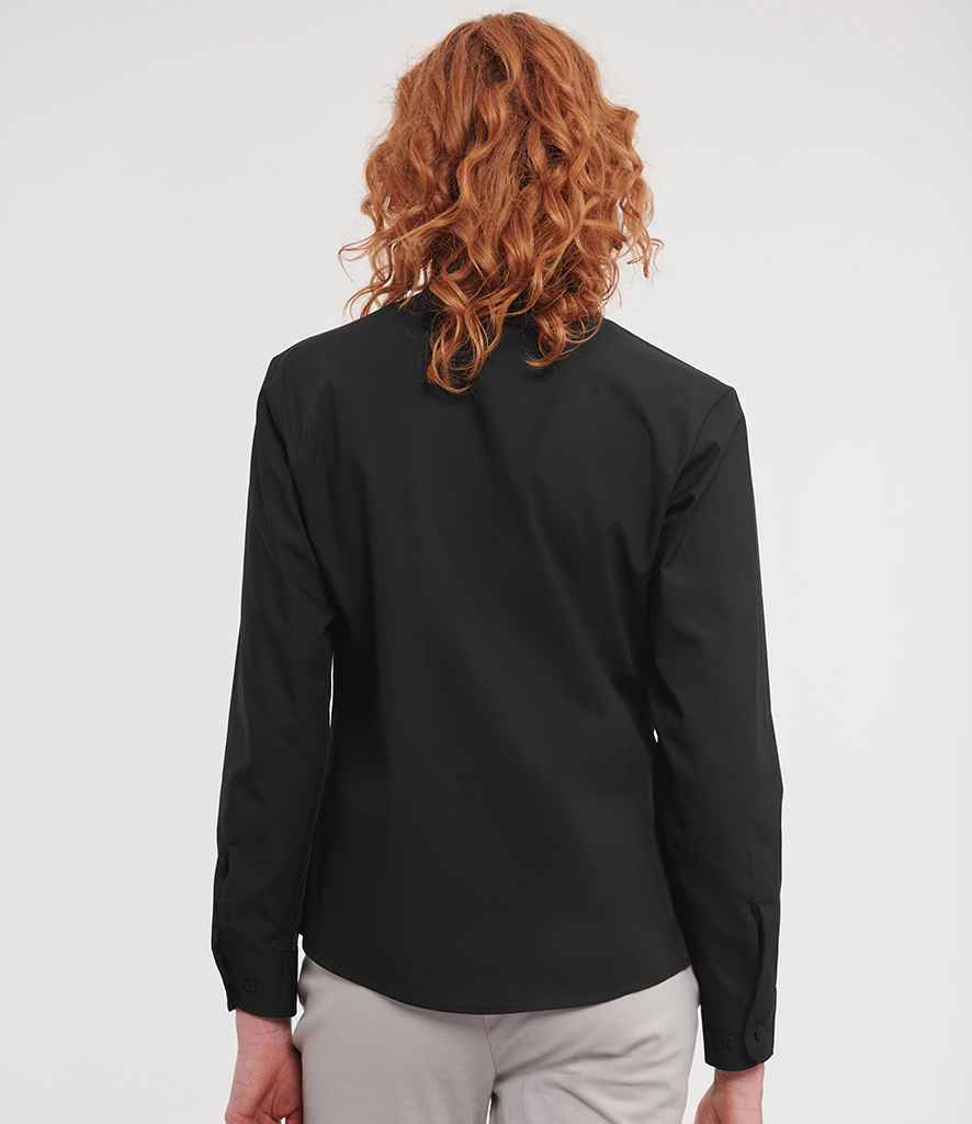 Russell Collection - Ladies Long Sleeve Easy Care Cotton Poplin Shirt - Pierre Francis
